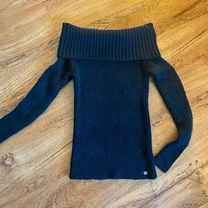 Hollister Off the Shoulder Black Knit Sweater XS